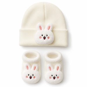 Baby newborn set mutsje met sokjes konijn