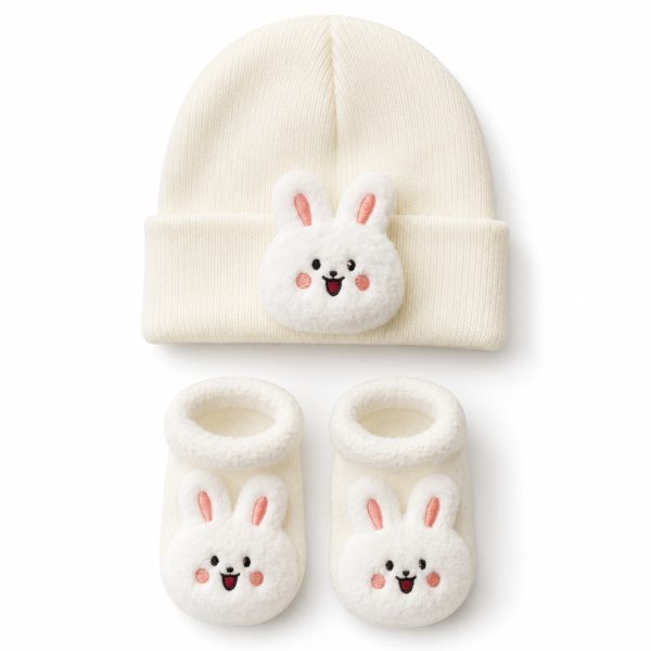 Baby newborn set mutsje met sokjes konijn