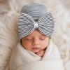 Baby newborn muts zwart wit gestreept