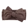 Bruin geribbelde baby newborn haarband met grote strik