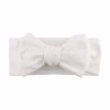 Wit geribbelde baby newborn haarband met grote strik